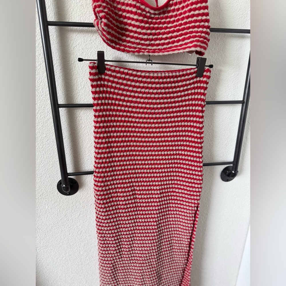 Free People Red and White Striped Maxi Skirt and Tank SET - Picture 6 of 8